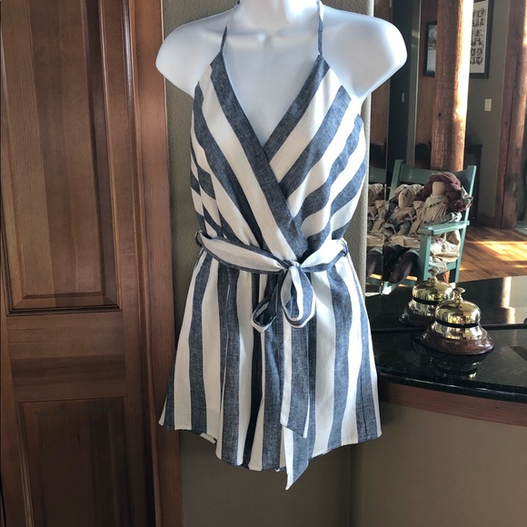 Pants - 🍃💕NWT Nautical Stripe Linen Blend Romper
